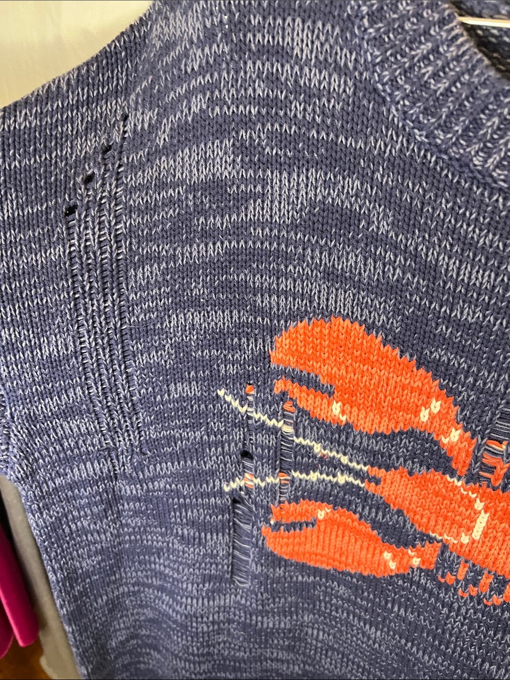 BDG Urban Outfitters Kurt Lobster Graphic Distressed Oversized Sweater - Picture 8 of 13